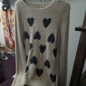 Soft fuzzy heart sweater